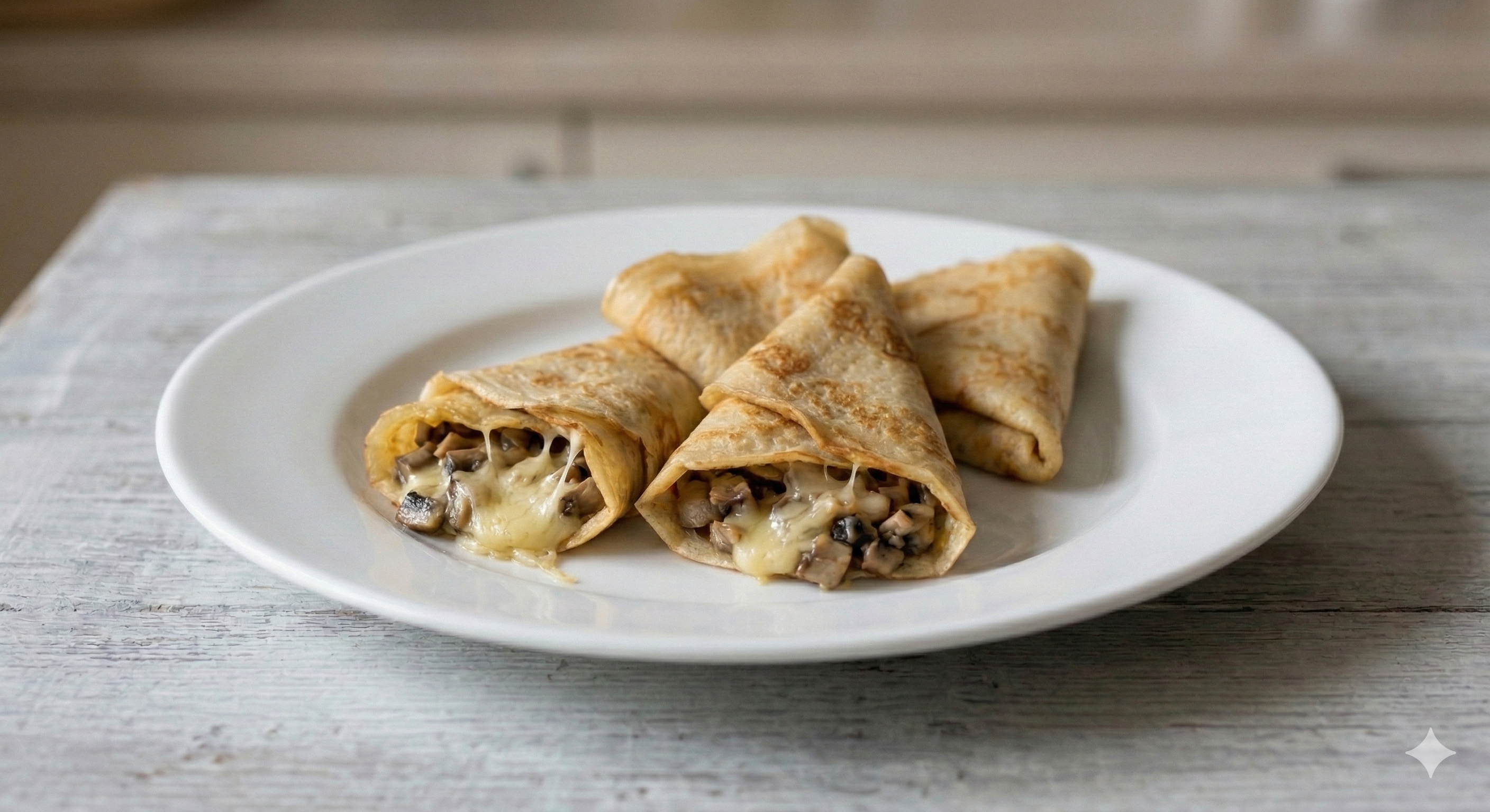 Crêpe de champiñones y gruyère