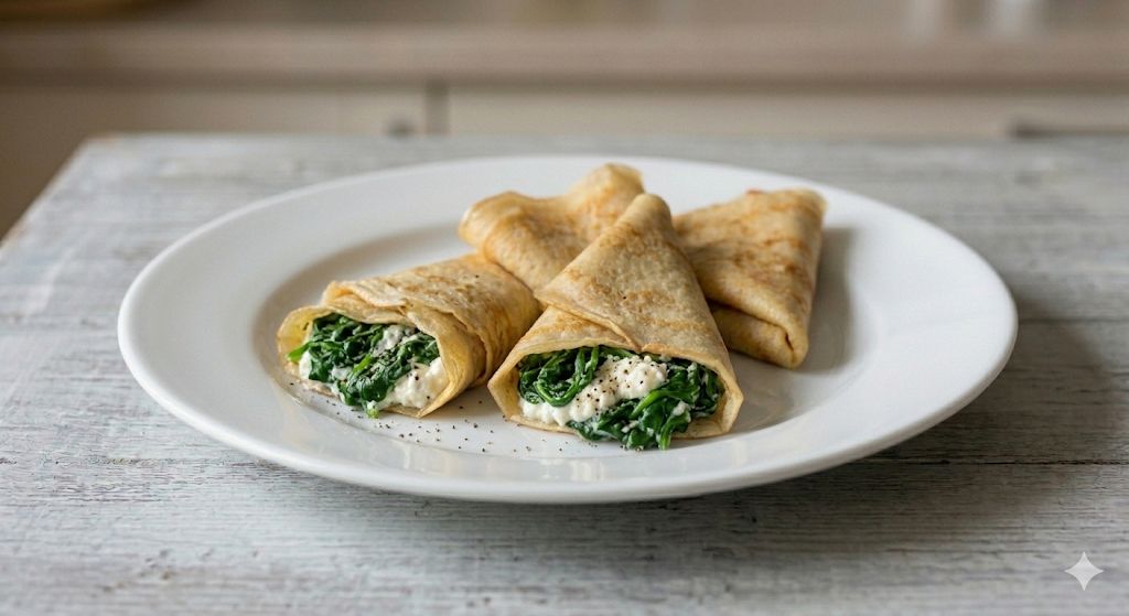 Crêpe de espinacas y ricotta