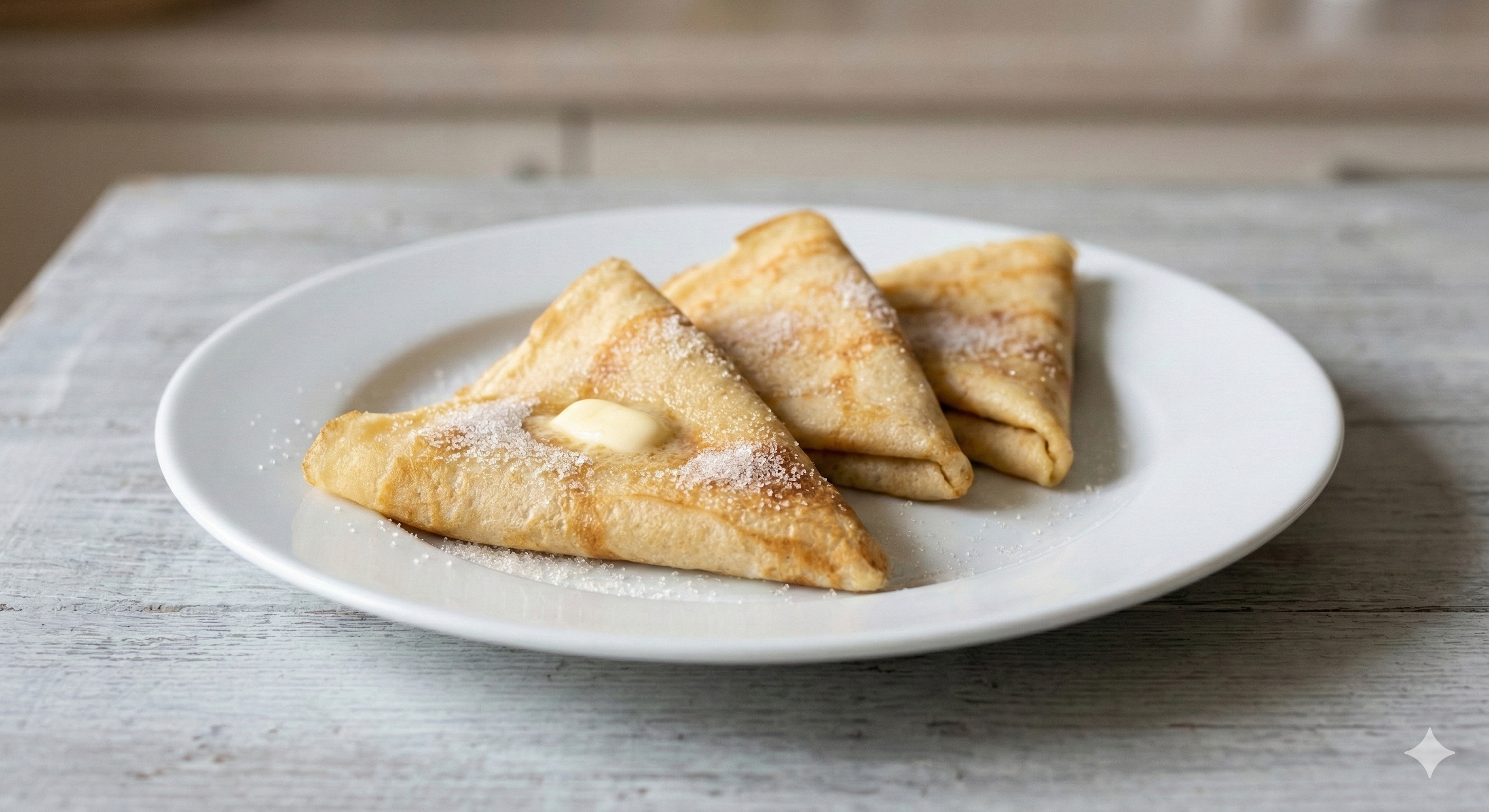 Crêpe de mantequilla y azúcar
