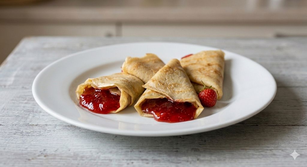 Crêpe de mermelada de fresa